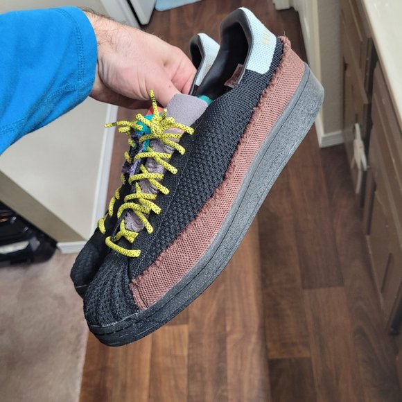 Adidas Superstar Patchwork Black Pharrell Human Race Size 10 - Picture 6 of 7